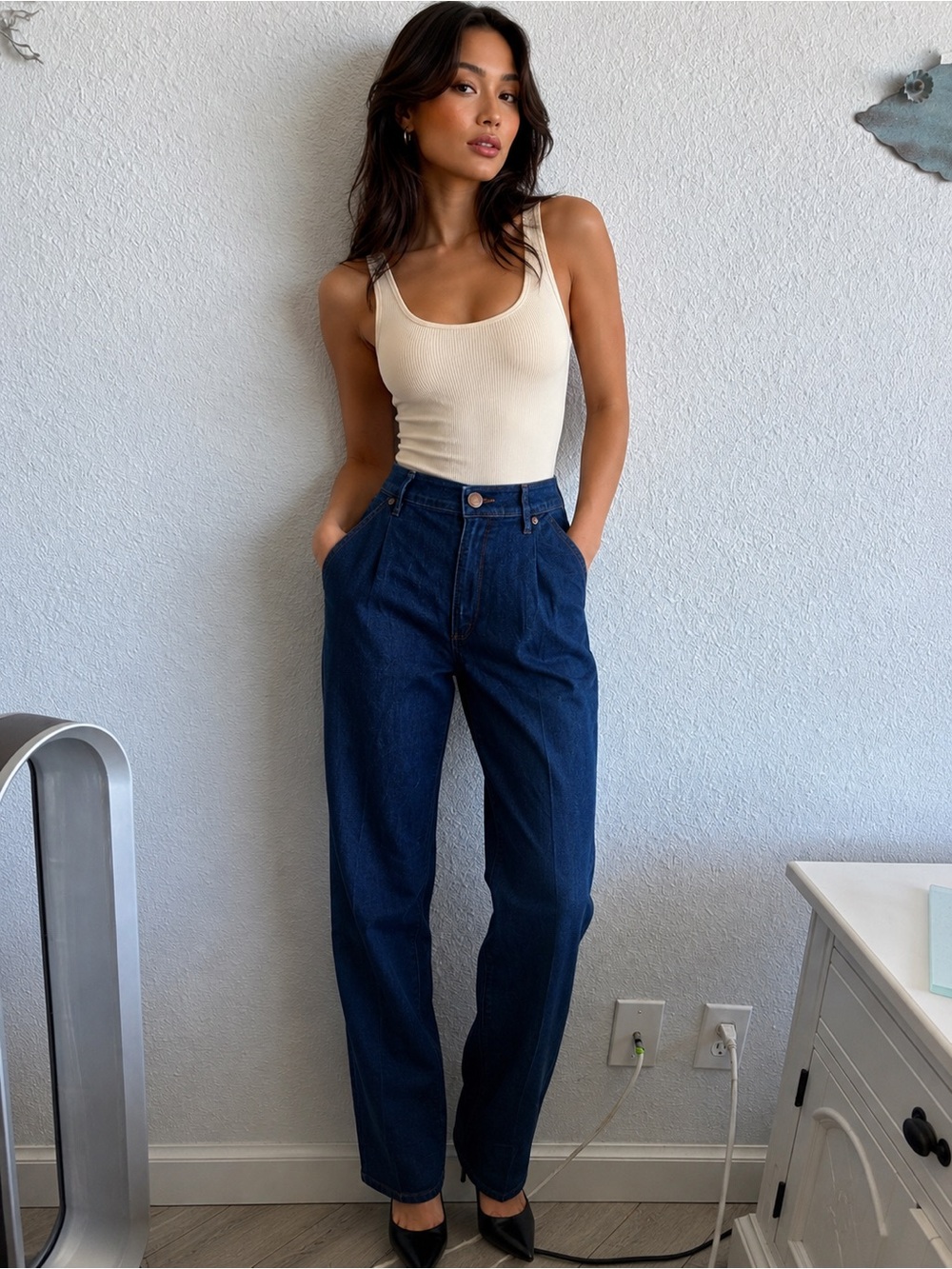 LOFT High-Rise Dark Indigo Tapered Jeans